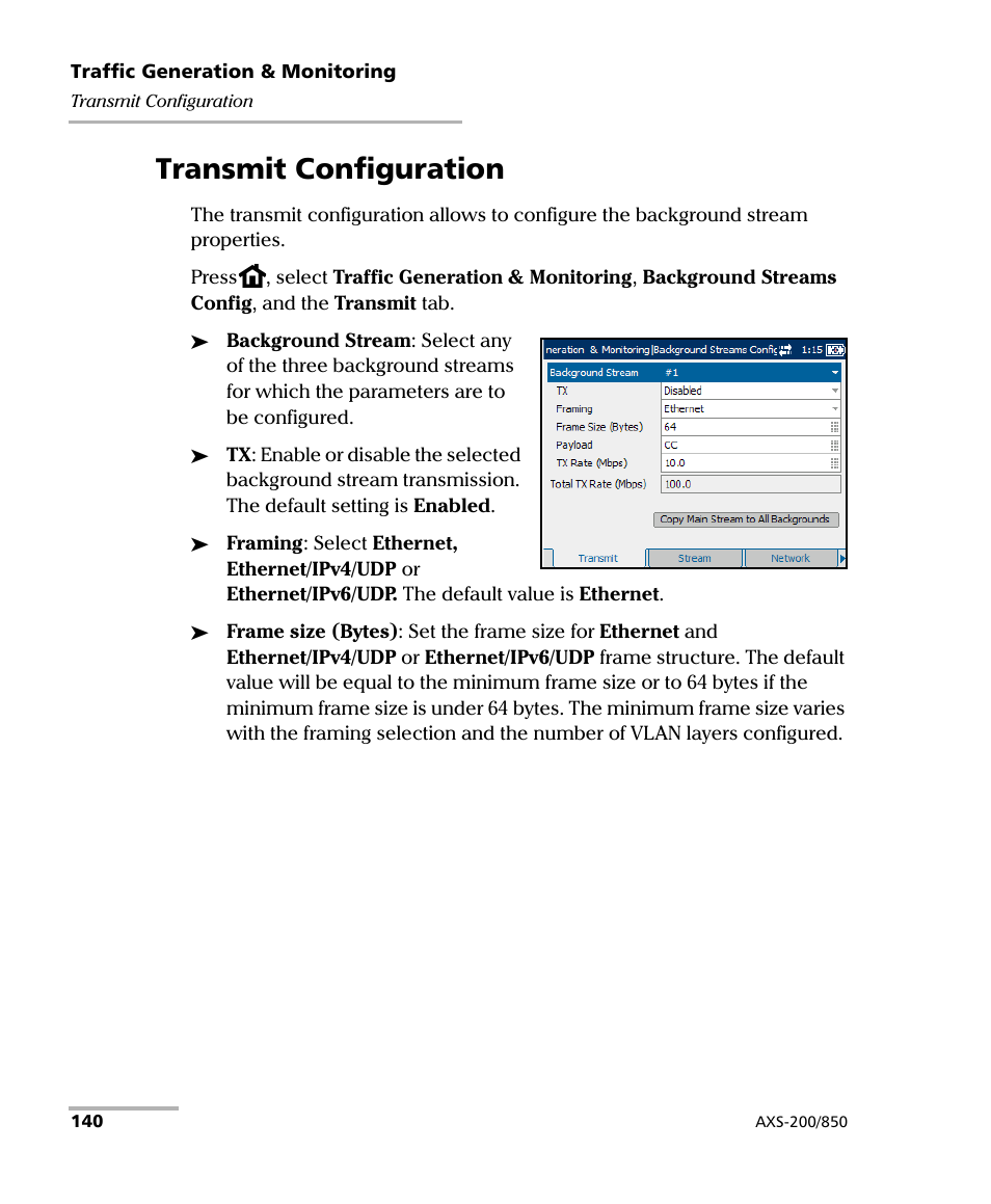 Transmit configuration | EXFO AXS-200/850 Ethernet Test Set User Manual | Page 150 / 262