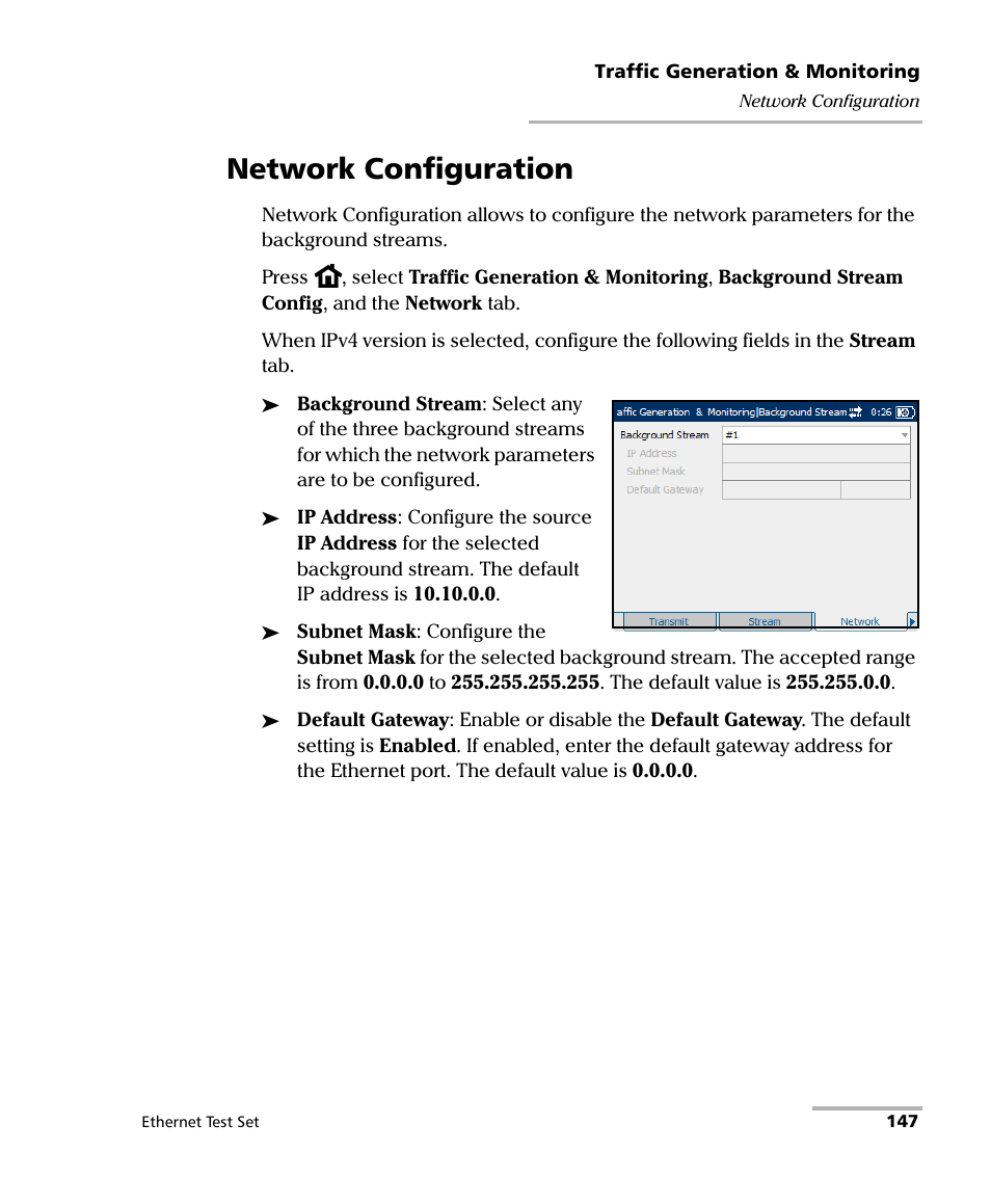 Network configuration | EXFO AXS-200/850 Ethernet Test Set User Manual | Page 157 / 262