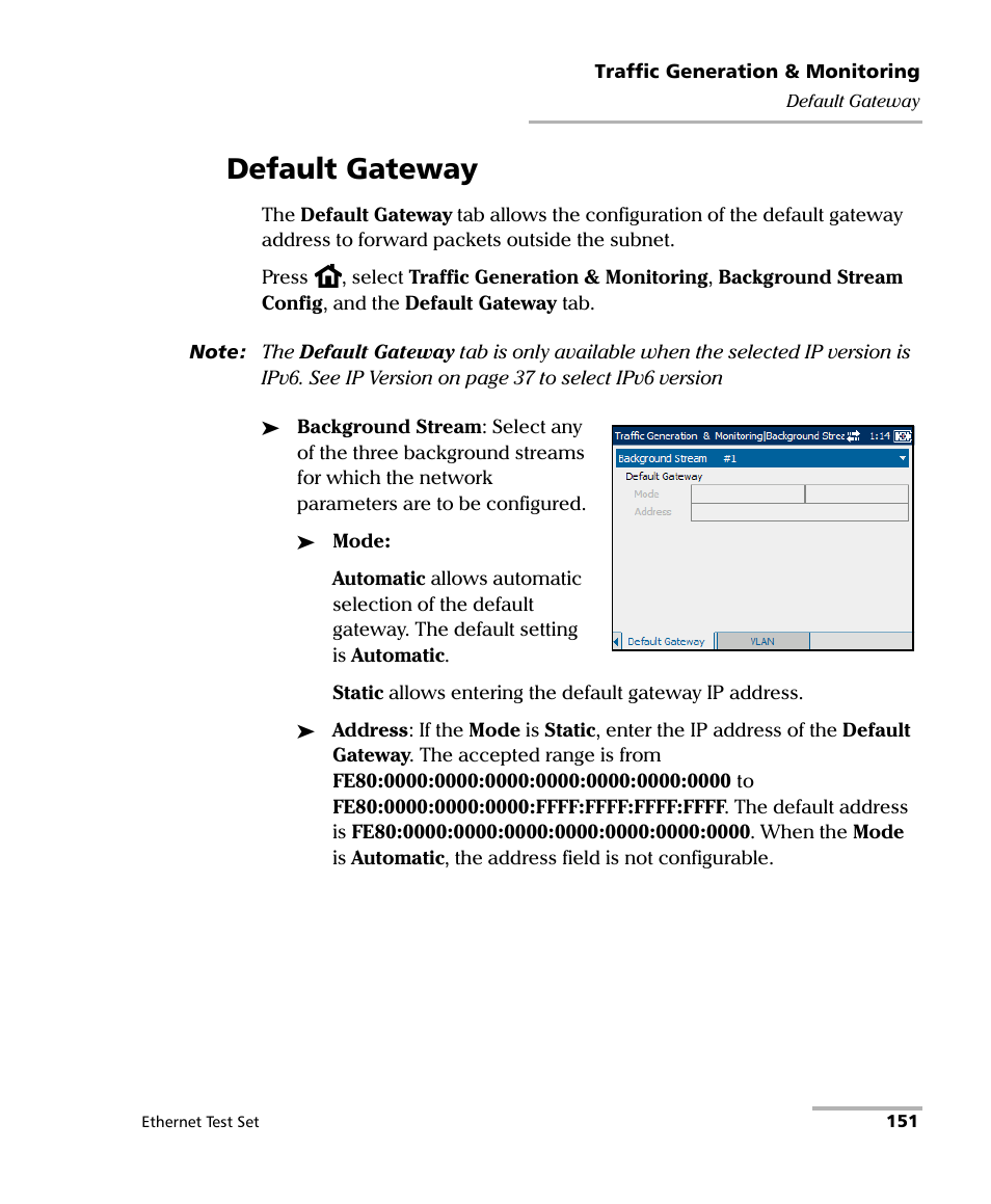 Default gateway | EXFO AXS-200/850 Ethernet Test Set User Manual | Page 161 / 262