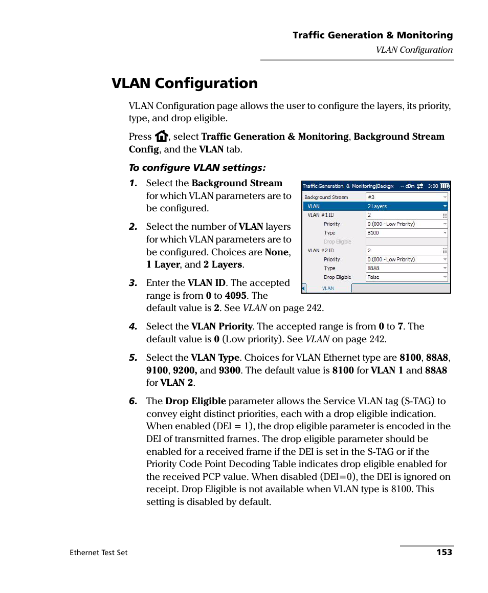 Vlan configuration | EXFO AXS-200/850 Ethernet Test Set User Manual | Page 163 / 262