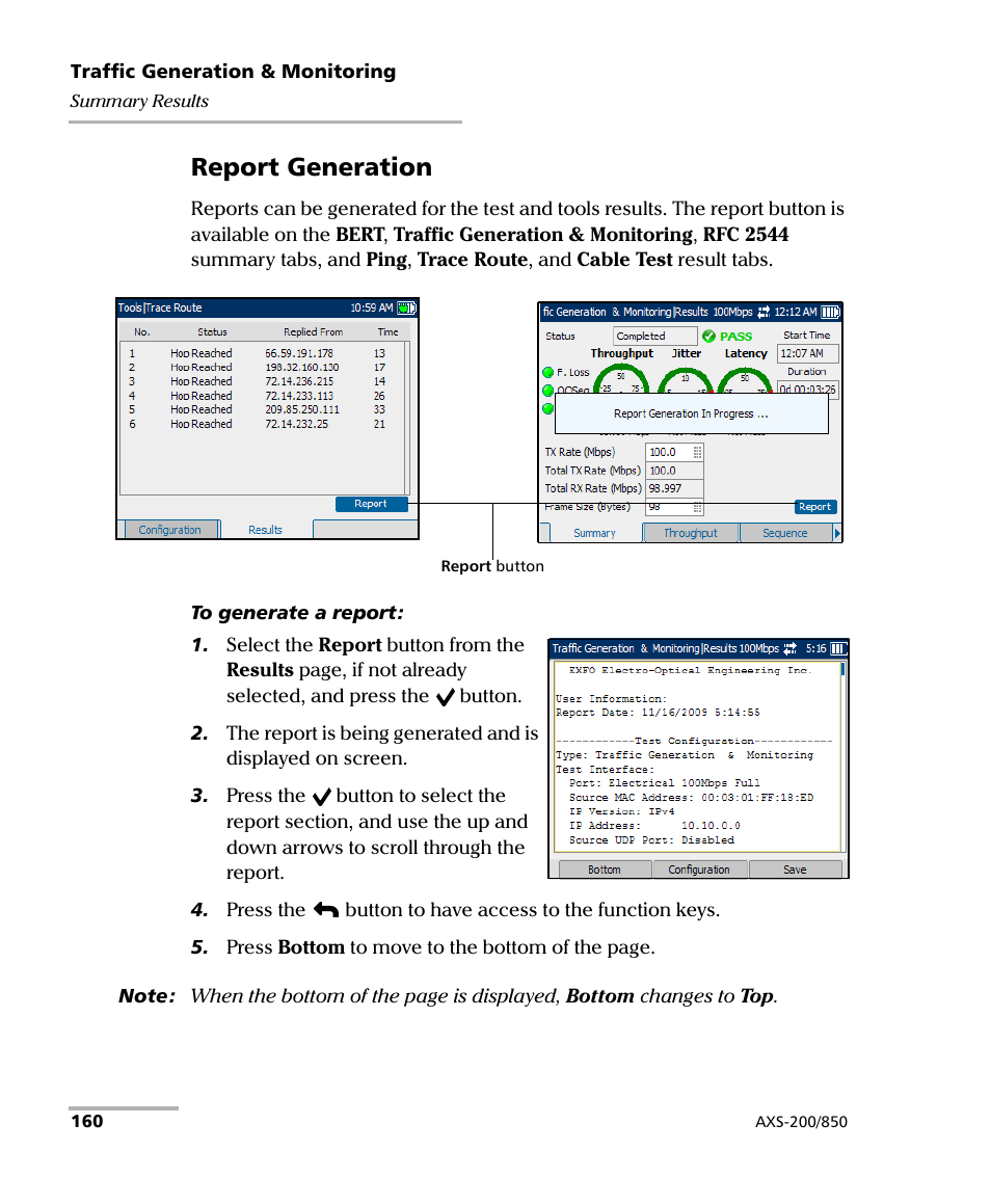 Report generation | EXFO AXS-200/850 Ethernet Test Set User Manual | Page 170 / 262