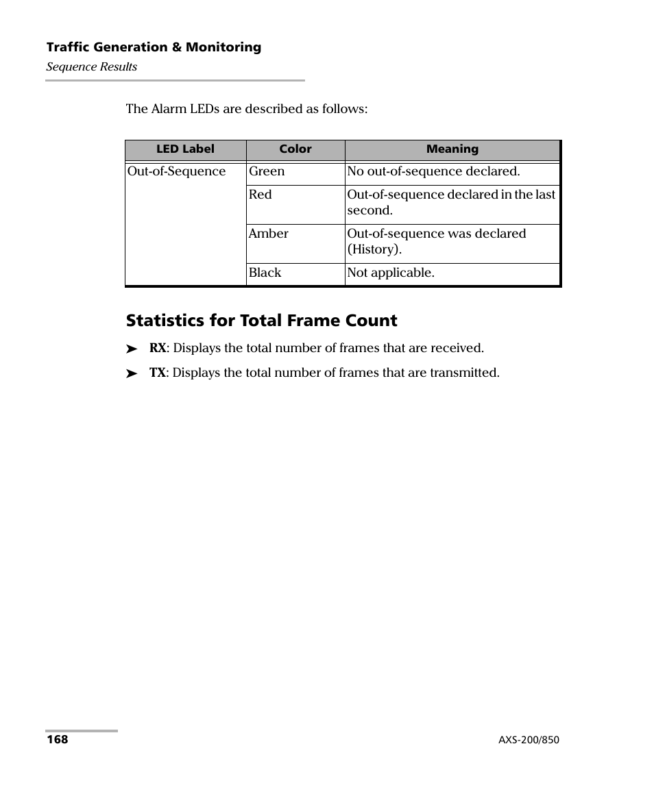 Statistics for total frame count | EXFO AXS-200/850 Ethernet Test Set User Manual | Page 178 / 262