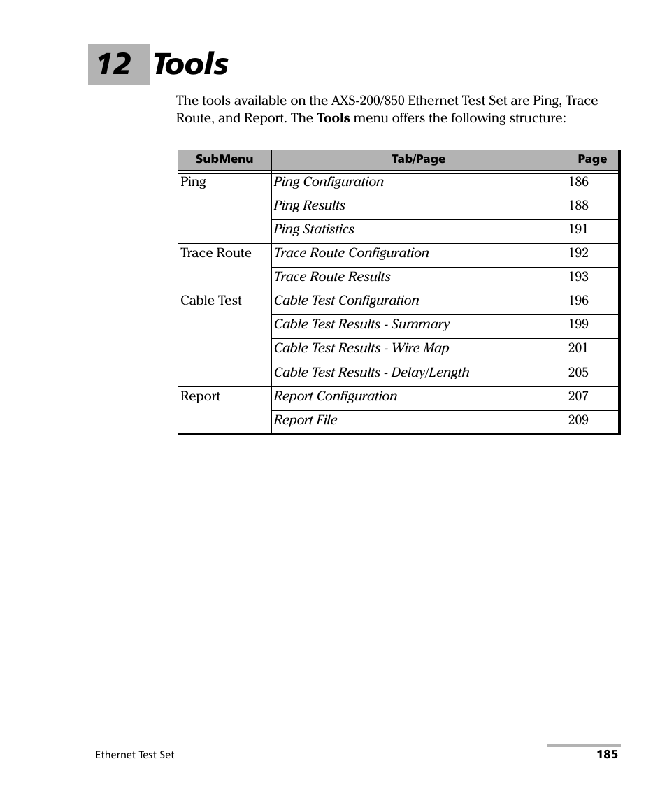 12 tools | EXFO AXS-200/850 Ethernet Test Set User Manual | Page 195 / 262