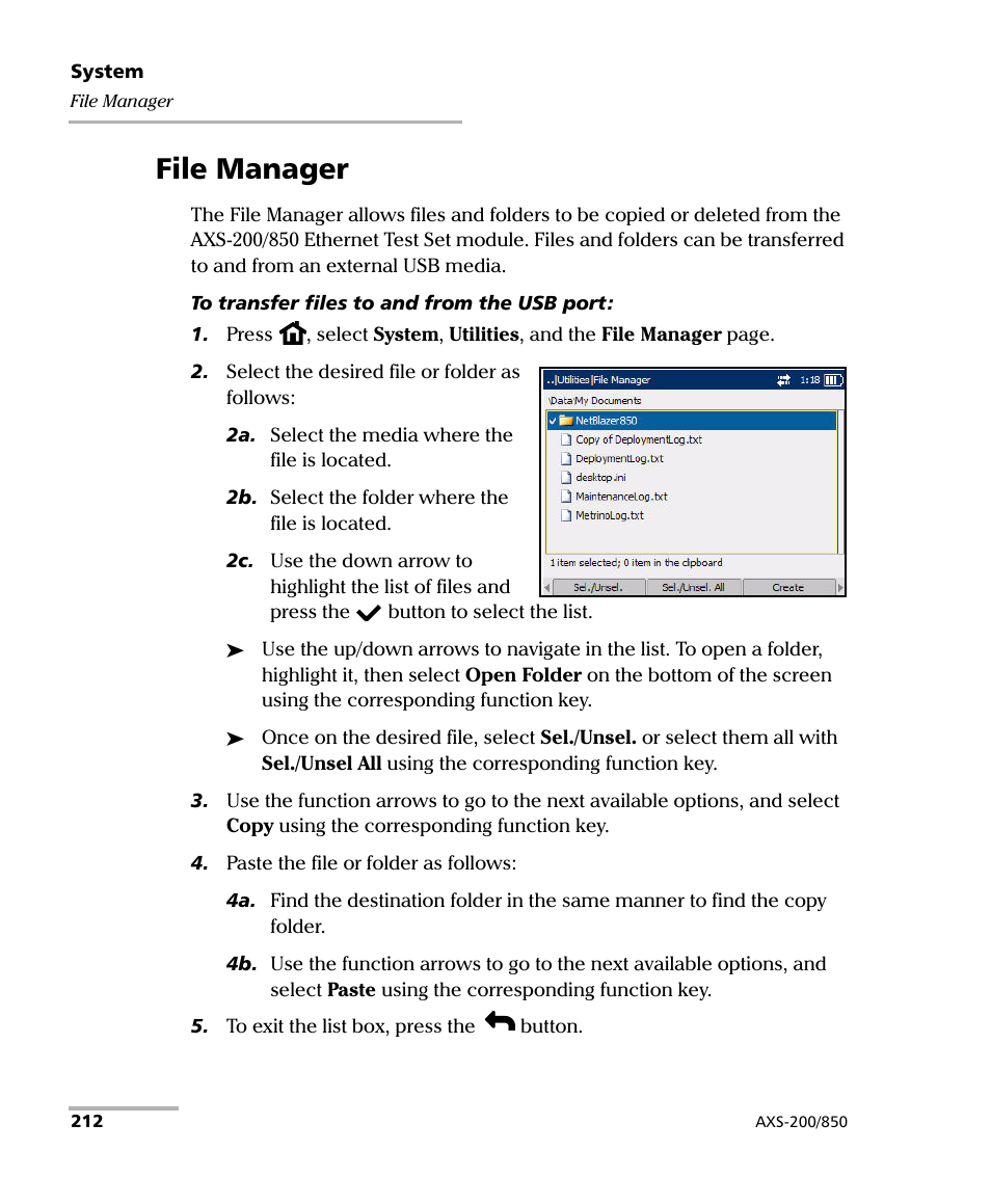 File manager | EXFO AXS-200/850 Ethernet Test Set User Manual | Page 222 / 262