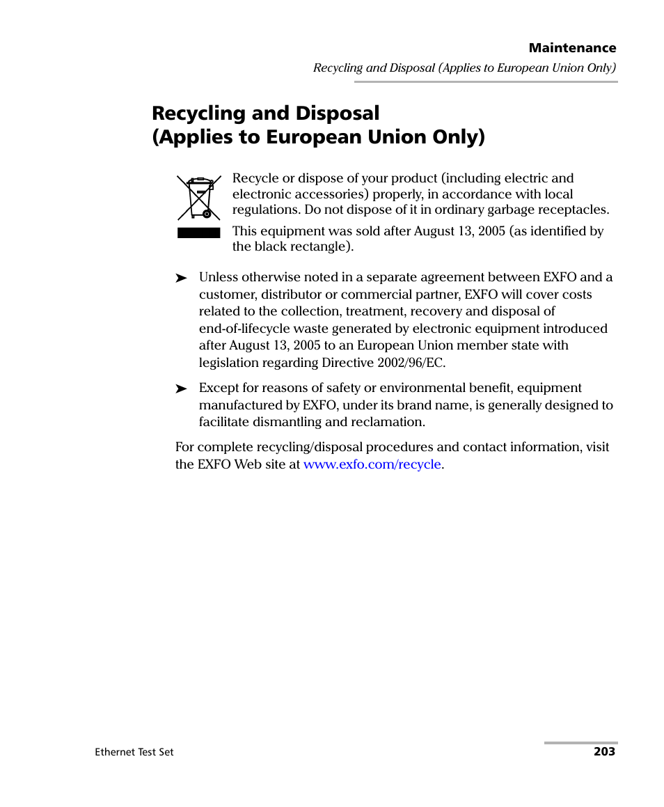 EXFO AXS-200/850 Ethernet Test Set User Manual | Page 231 / 262