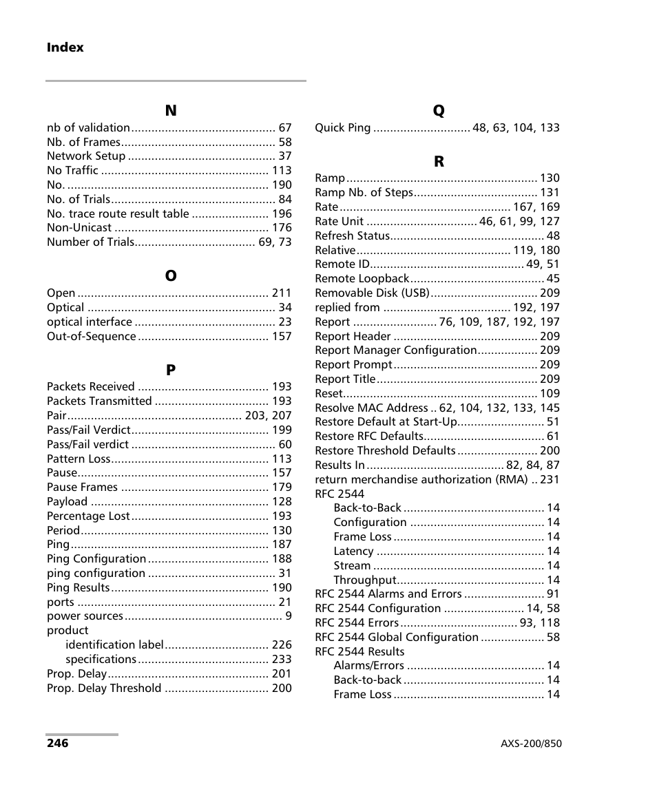 EXFO AXS-200/850 Ethernet Test Set User Manual | Page 256 / 262