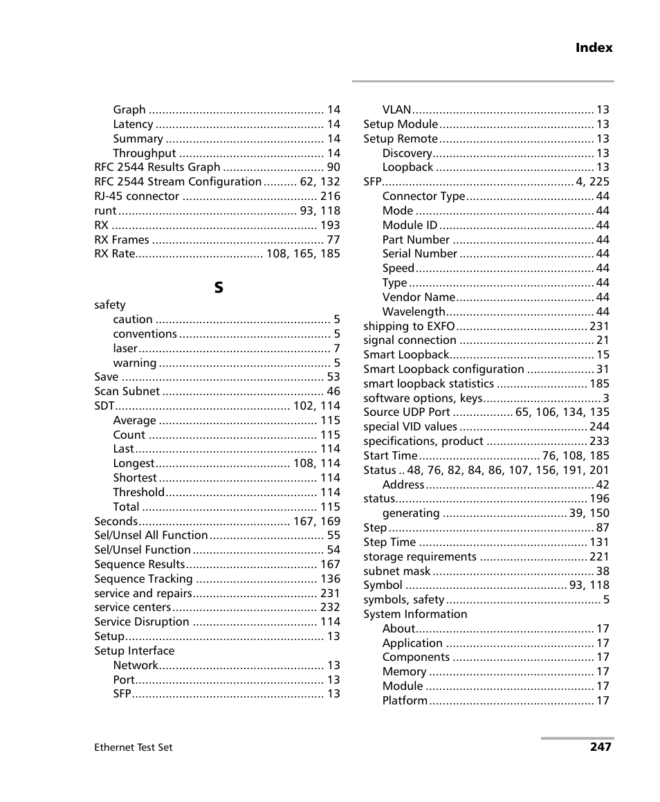 EXFO AXS-200/850 Ethernet Test Set User Manual | Page 257 / 262