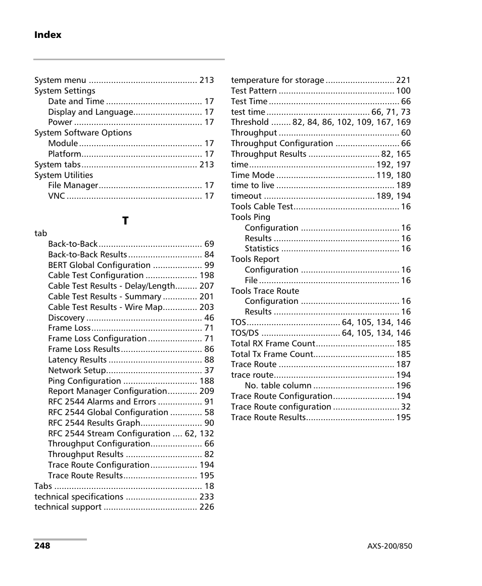 EXFO AXS-200/850 Ethernet Test Set User Manual | Page 258 / 262