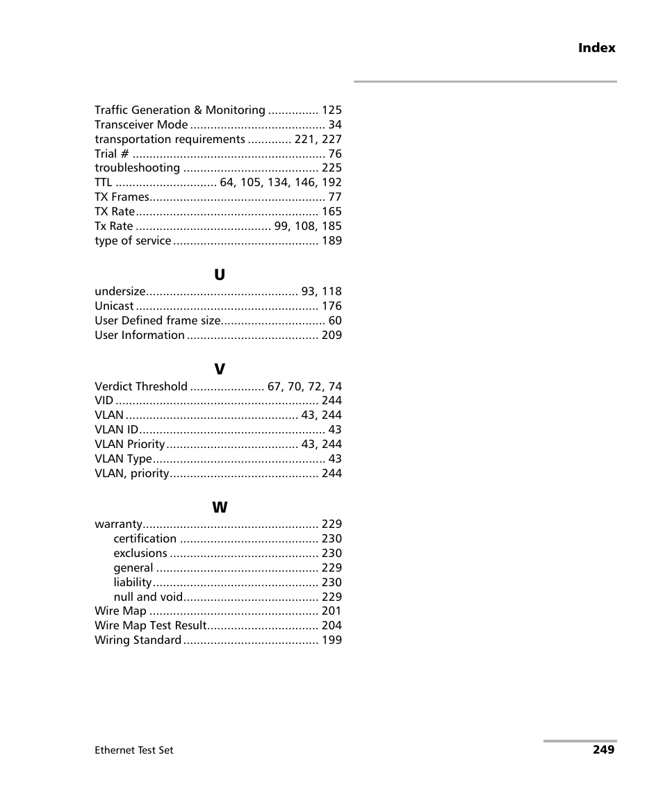 EXFO AXS-200/850 Ethernet Test Set User Manual | Page 259 / 262