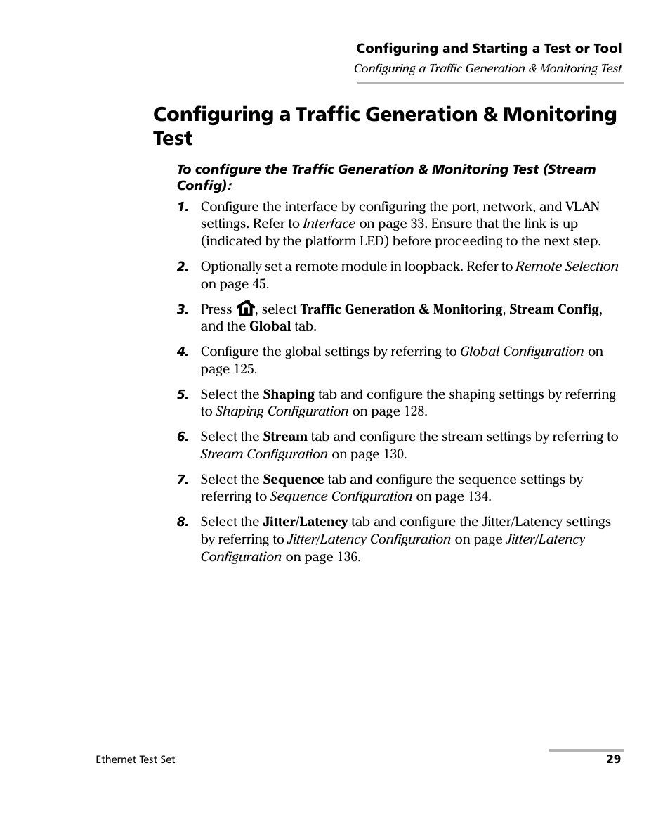 Configuring a traffic generation & monitoring test | EXFO AXS-200/850 Ethernet Test Set User Manual | Page 39 / 262