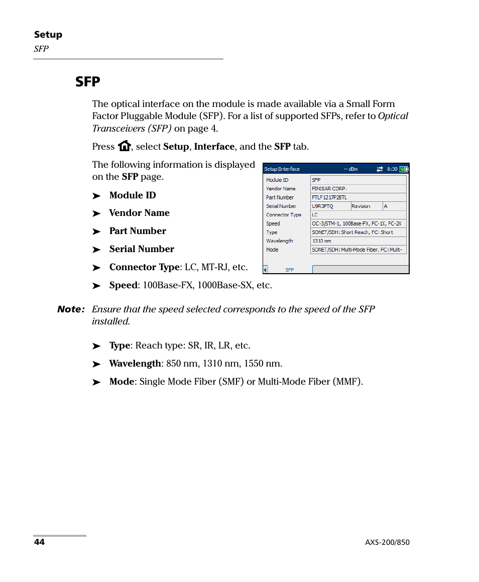 EXFO AXS-200/850 Ethernet Test Set User Manual | Page 54 / 262