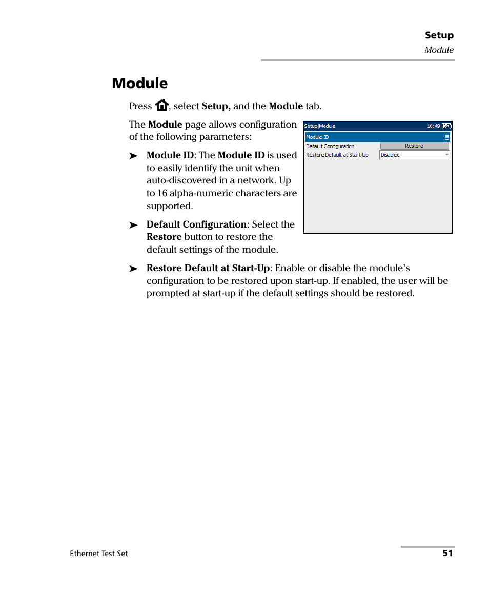 Module | EXFO AXS-200/850 Ethernet Test Set User Manual | Page 61 / 262