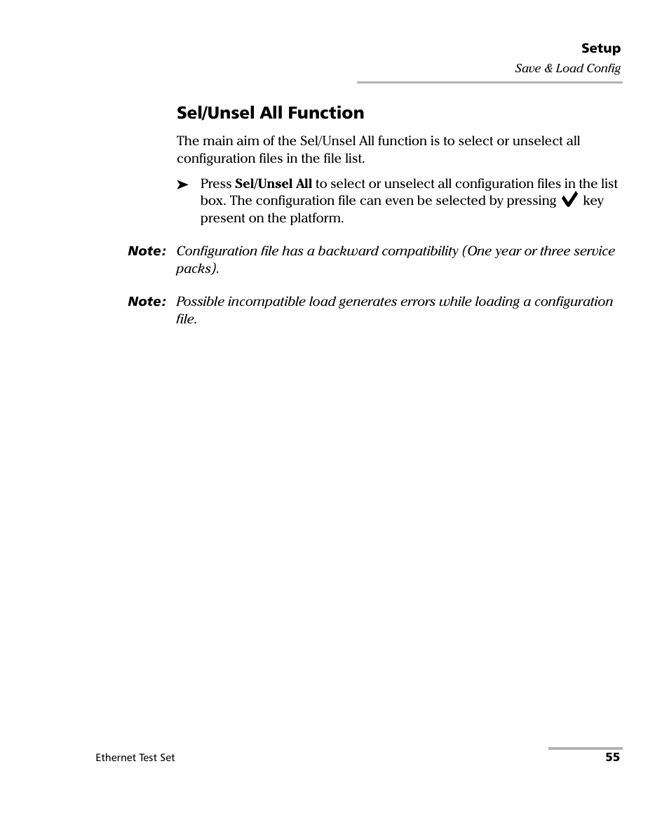 Sel/unsel all function | EXFO AXS-200/850 Ethernet Test Set User Manual | Page 65 / 262