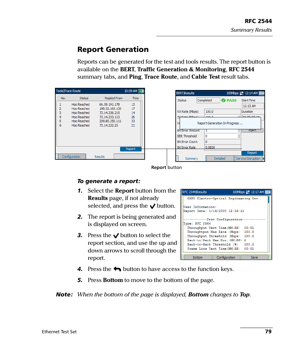 Report generation | EXFO AXS-200/850 Ethernet Test Set User Manual | Page 89 / 262
