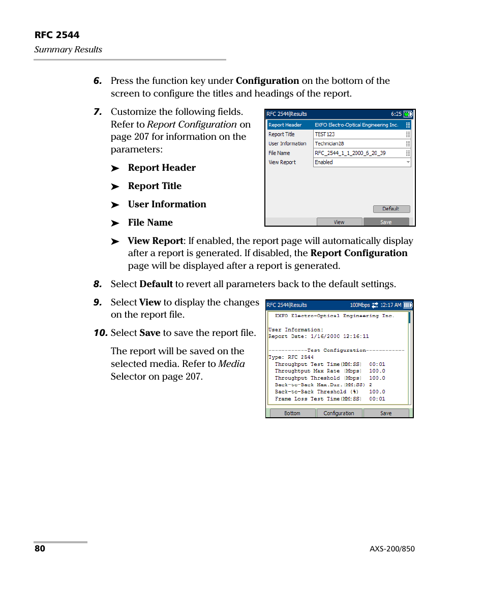 EXFO AXS-200/850 Ethernet Test Set User Manual | Page 90 / 262