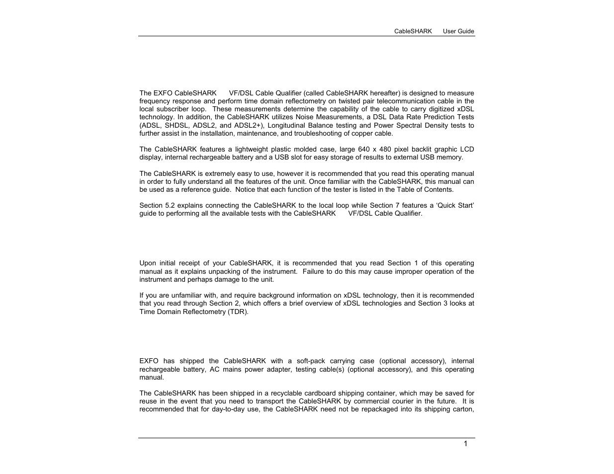 EXFO CableSHARK P3 VF/DSL Cable Qualifier User Manual | Page 13 / 321