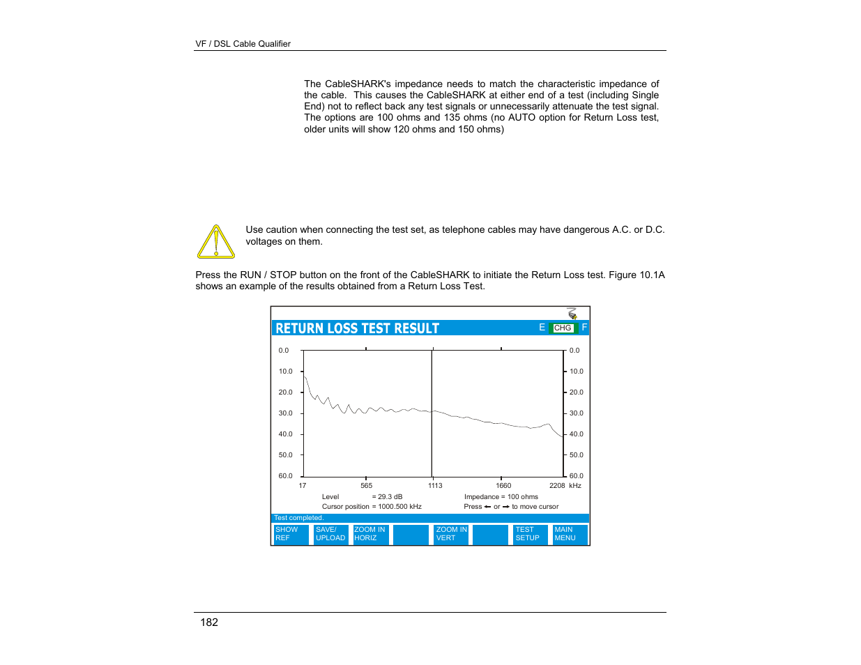 1 running a return loss test | EXFO CableSHARK P3 VF/DSL Cable Qualifier User Manual | Page 194 / 321