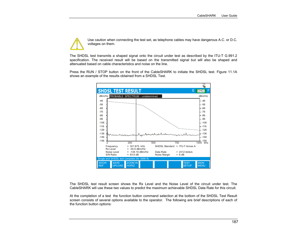 Running a shdsl test | EXFO CableSHARK P3 VF/DSL Cable Qualifier User Manual | Page 199 / 321