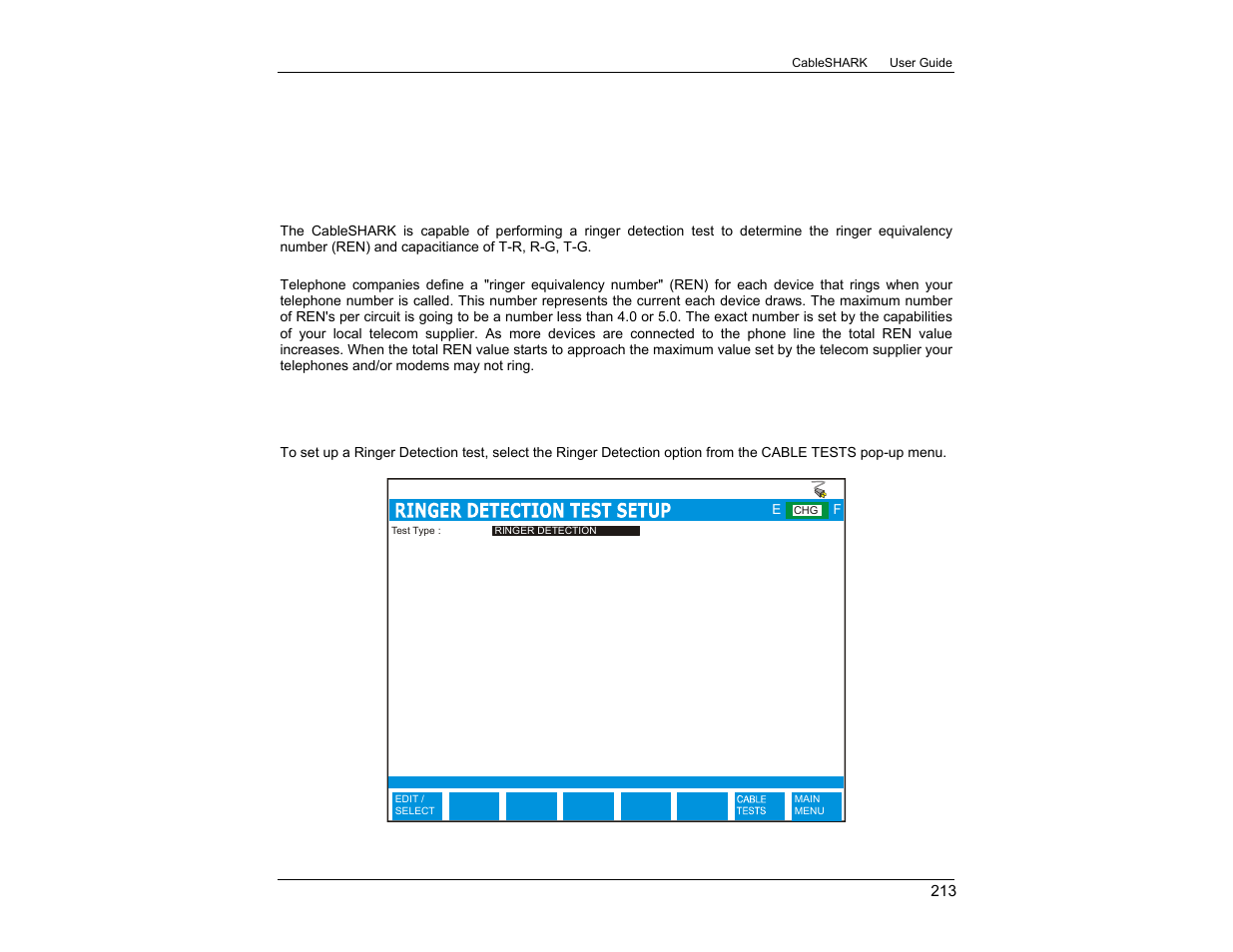 1 ringer detection testing | EXFO CableSHARK P3 VF/DSL Cable Qualifier User Manual | Page 225 / 321