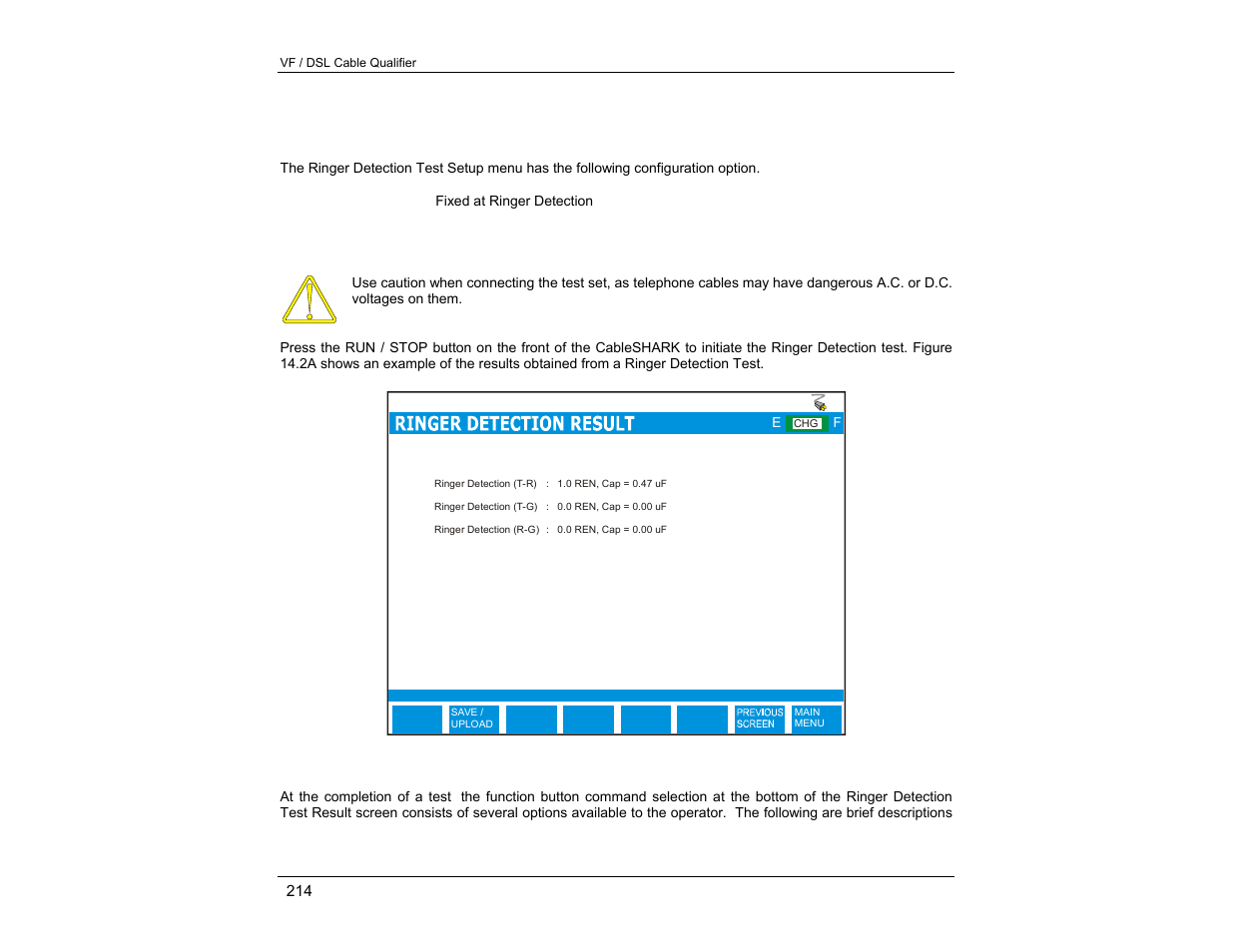 2 running a ringer detection test | EXFO CableSHARK P3 VF/DSL Cable Qualifier User Manual | Page 226 / 321