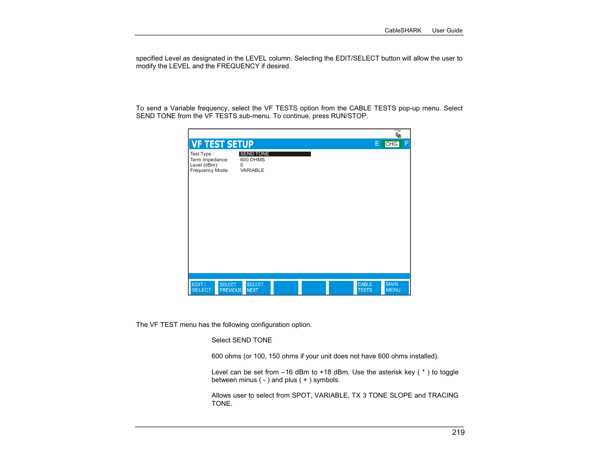 2 sending variable frequencies | EXFO CableSHARK P3 VF/DSL Cable Qualifier User Manual | Page 231 / 321