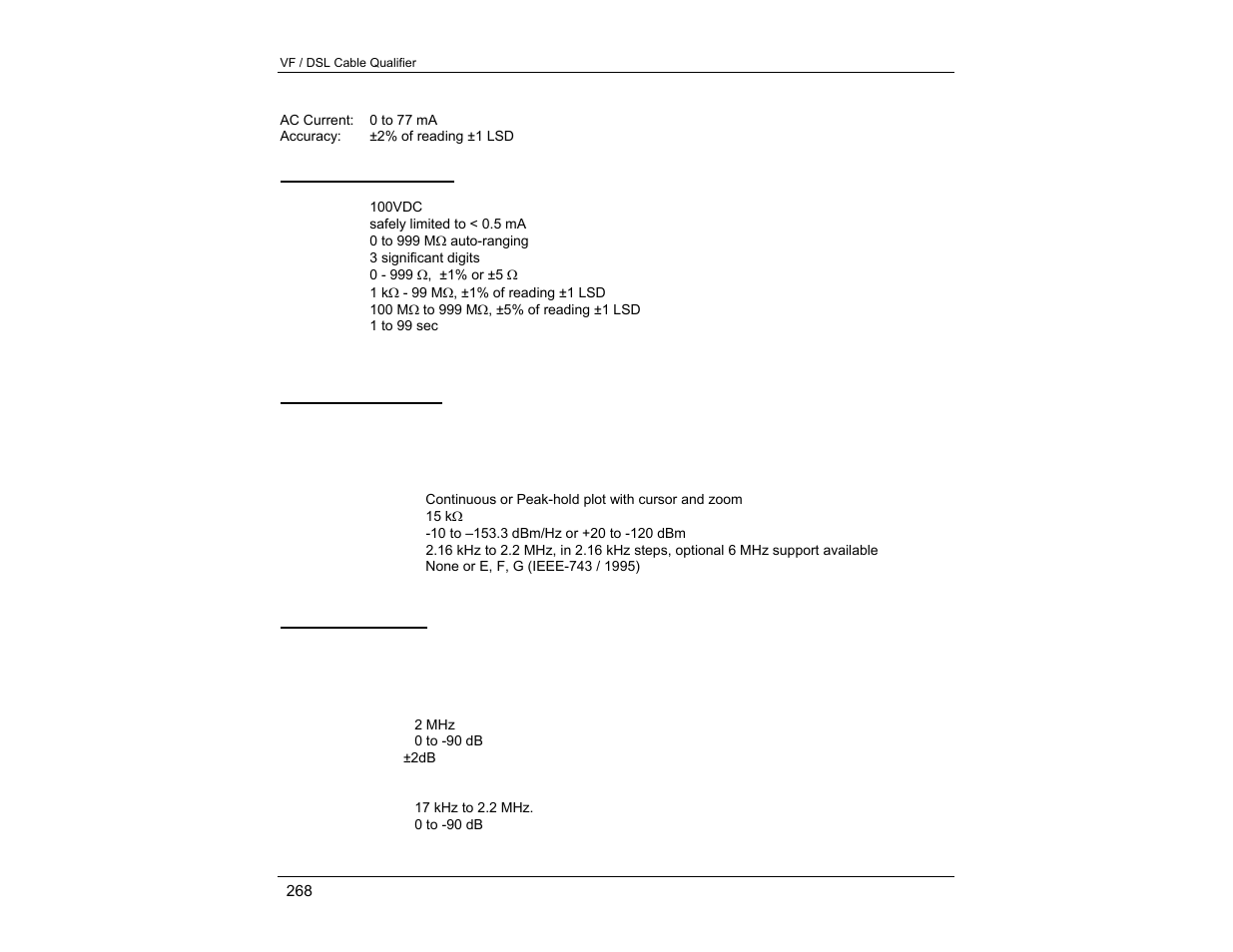 Isolation resistance, Spectral detective, Wire crosstalk | EXFO CableSHARK P3 VF/DSL Cable Qualifier User Manual | Page 280 / 321