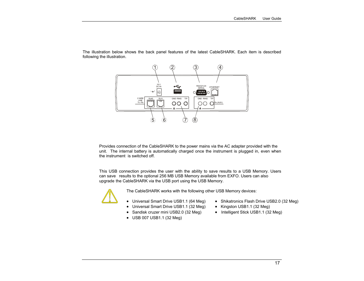 2 the rear panel | EXFO CableSHARK P3 VF/DSL Cable Qualifier User Manual | Page 29 / 321