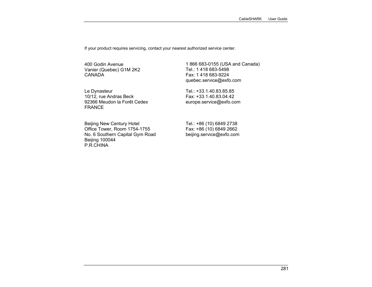 EXFO CableSHARK P3 VF/DSL Cable Qualifier User Manual | Page 293 / 321
