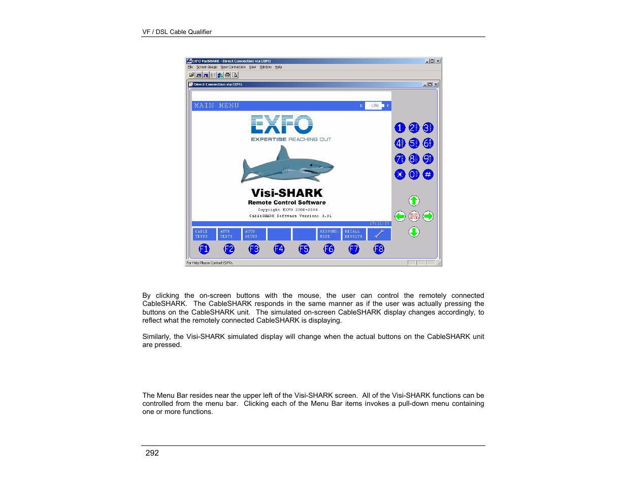 J.6 menu bar and toolbar functions | EXFO CableSHARK P3 VF/DSL Cable Qualifier User Manual | Page 304 / 321