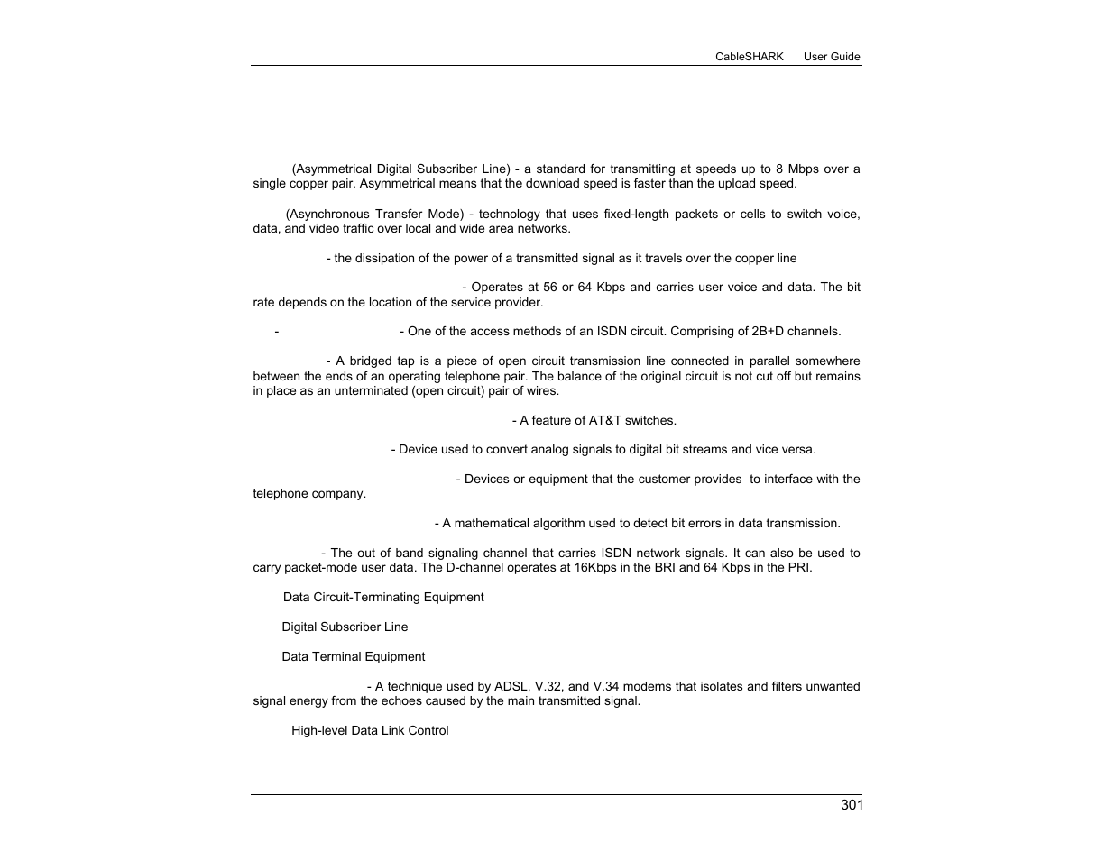 Appendix k glossary of terms | EXFO CableSHARK P3 VF/DSL Cable Qualifier User Manual | Page 313 / 321