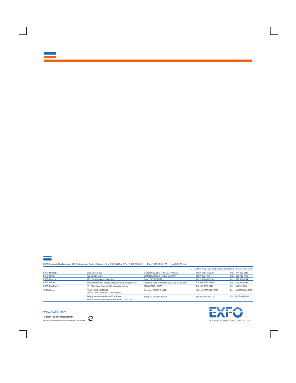 EXFO CableSHARK P3 VF/DSL Cable Qualifier User Manual | Page 321 / 321