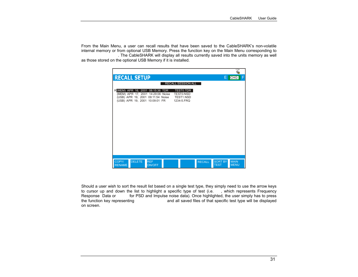 2 recalling results | EXFO CableSHARK P3 VF/DSL Cable Qualifier User Manual | Page 43 / 321