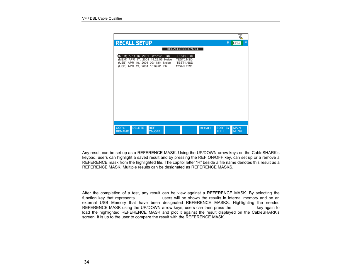 1 comparing a result to a reference mask | EXFO CableSHARK P3 VF/DSL Cable Qualifier User Manual | Page 46 / 321