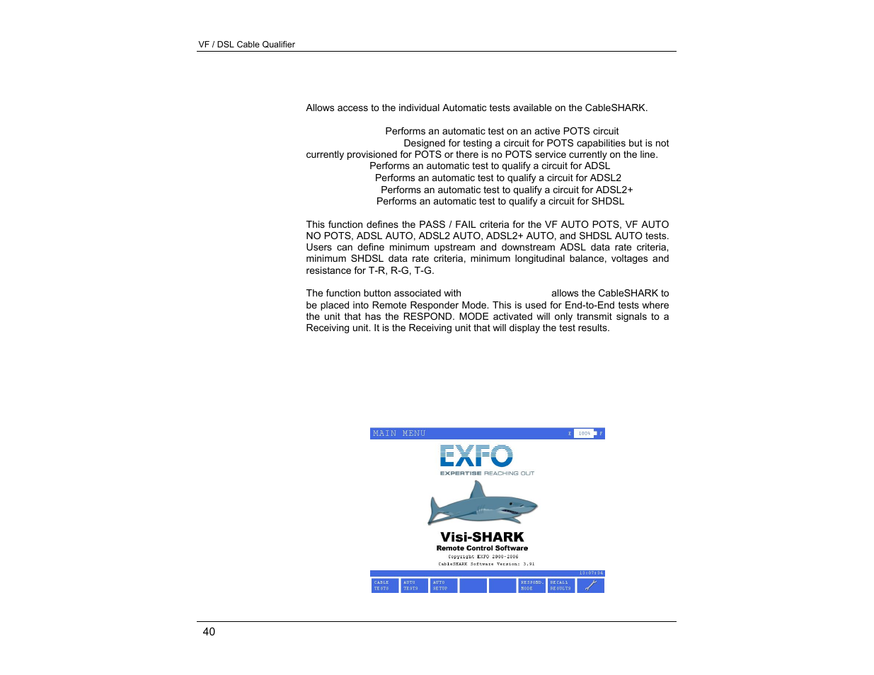 EXFO CableSHARK P3 VF/DSL Cable Qualifier User Manual | Page 52 / 321