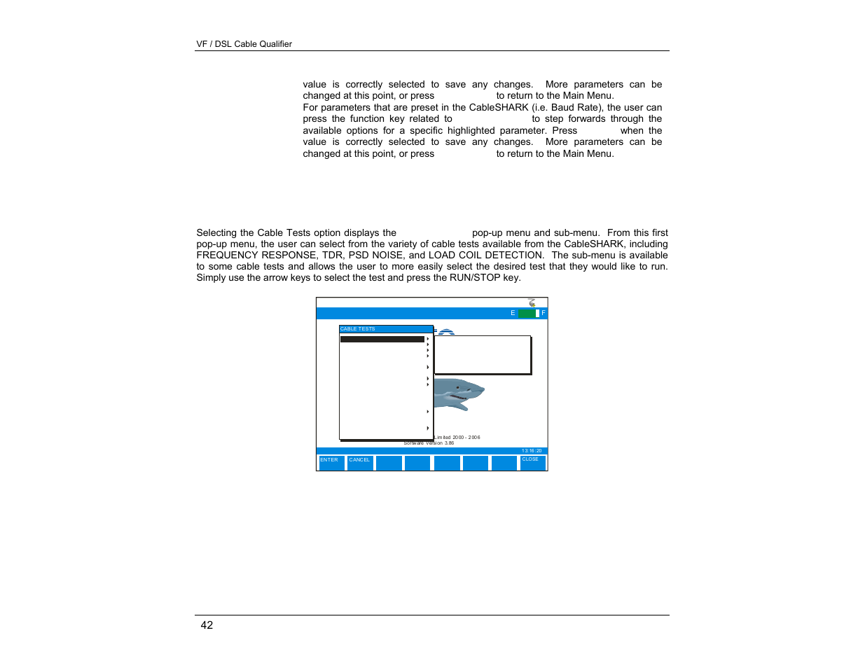 Cableshark p3, 1 the cable test menu | EXFO CableSHARK P3 VF/DSL Cable Qualifier User Manual | Page 54 / 321