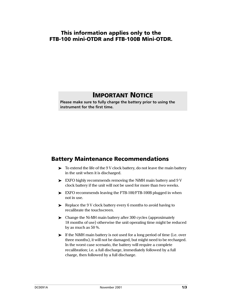 EXFO DC0091A User Manual | 3 pages