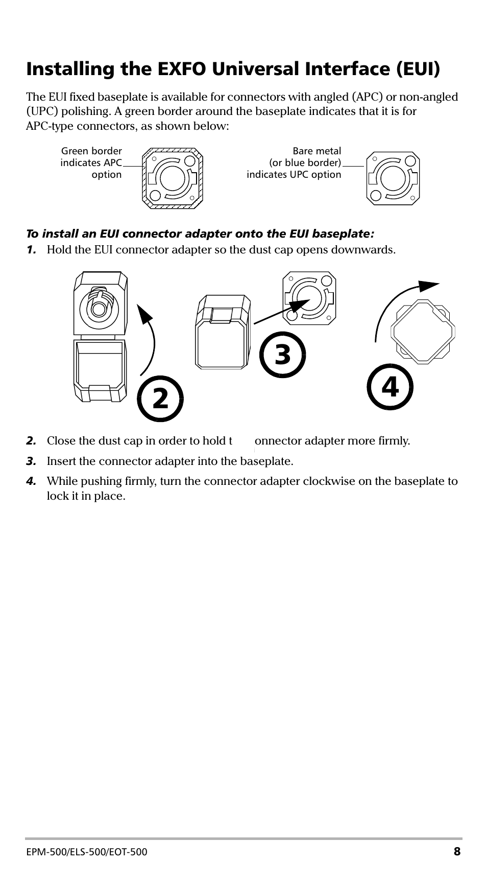 Installing the exfo universal interface (eui) | EXFO EPM-500 Power Meter User Manual | Page 13 / 45