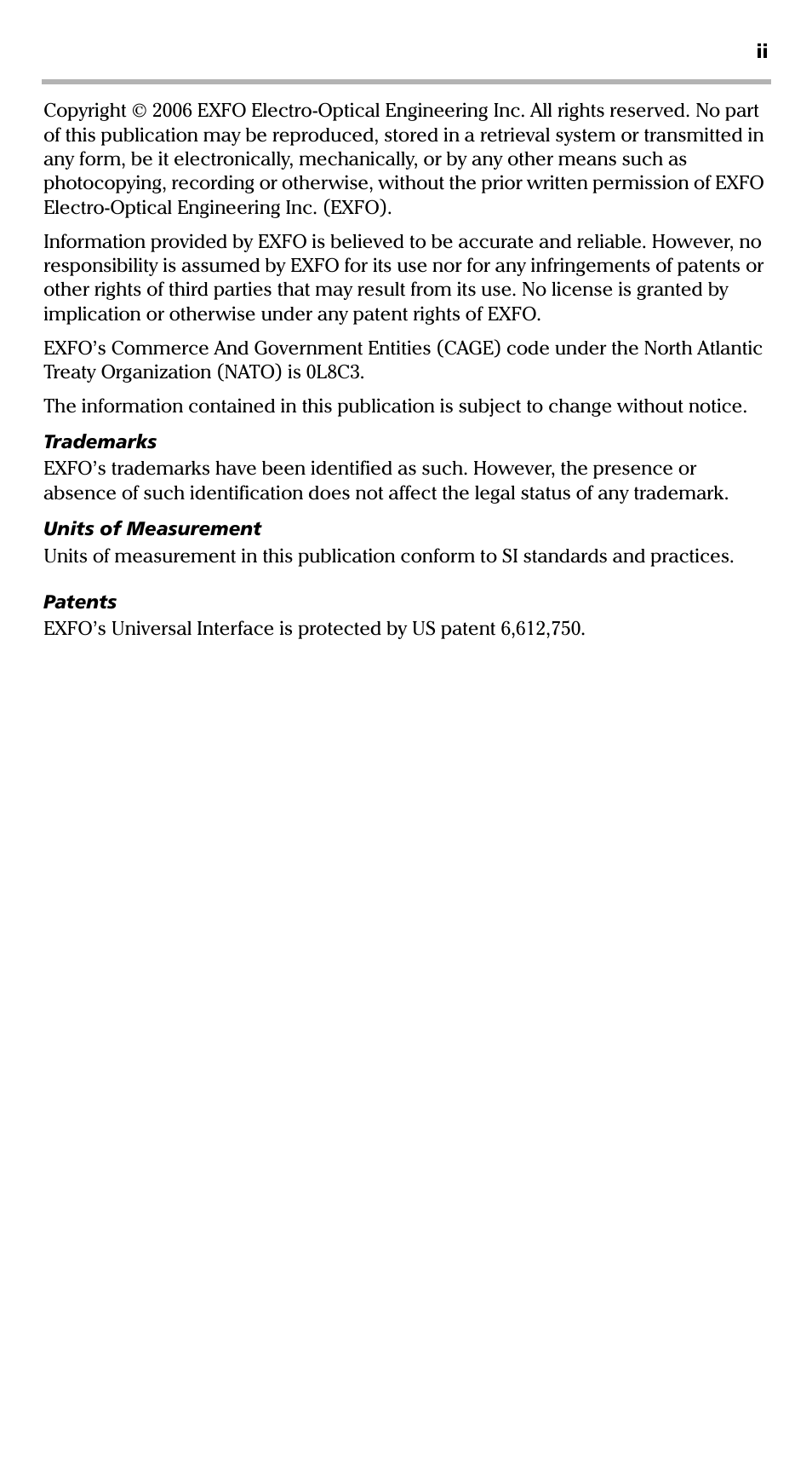 EXFO EPM-500 Power Meter User Manual | Page 2 / 45