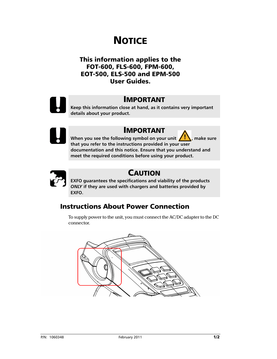 EXFO FOT Series User Manual | 2 pages