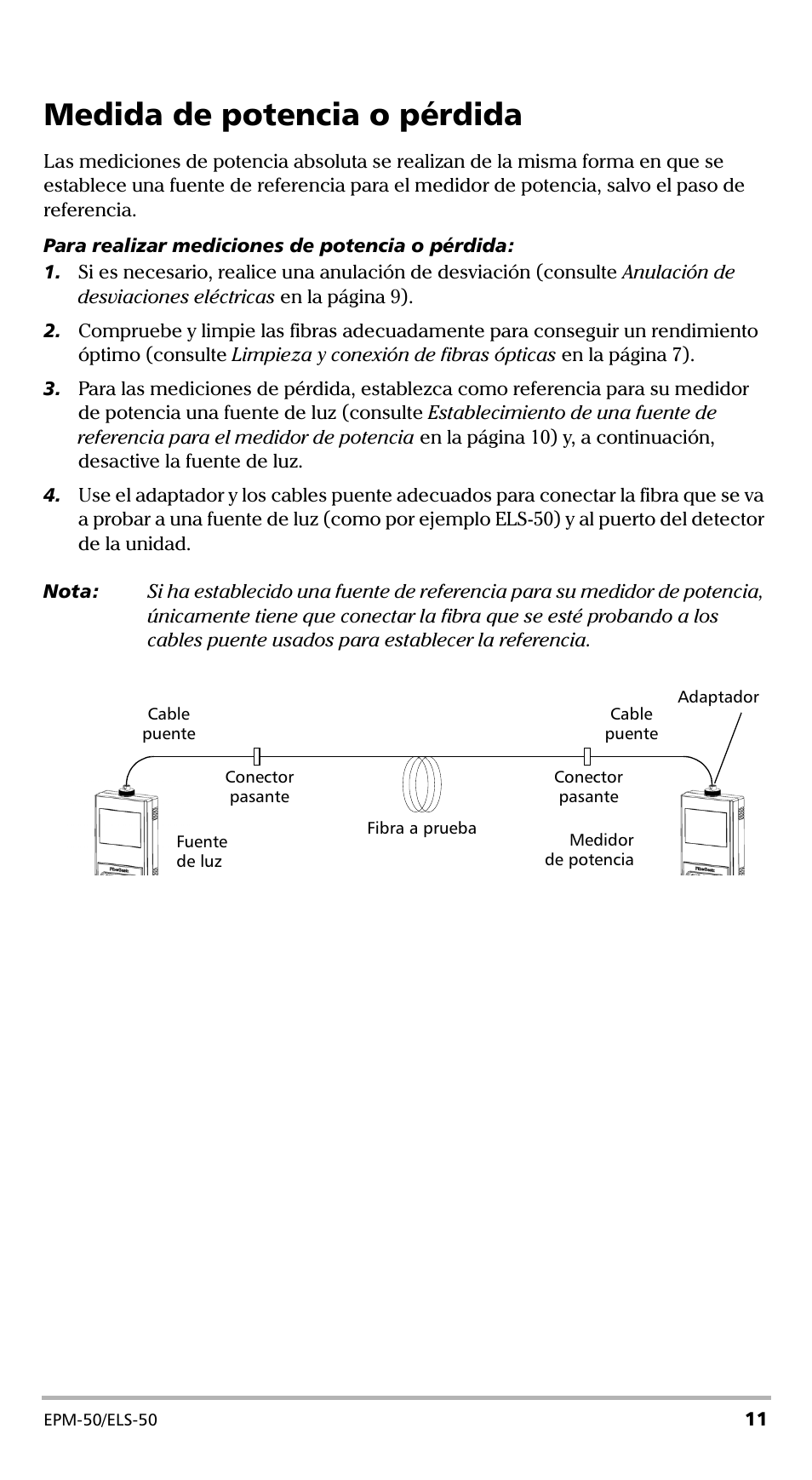 Medida de potencia o pérdida | EXFO EPM-ELS-50 User Manual | Page 117 / 206