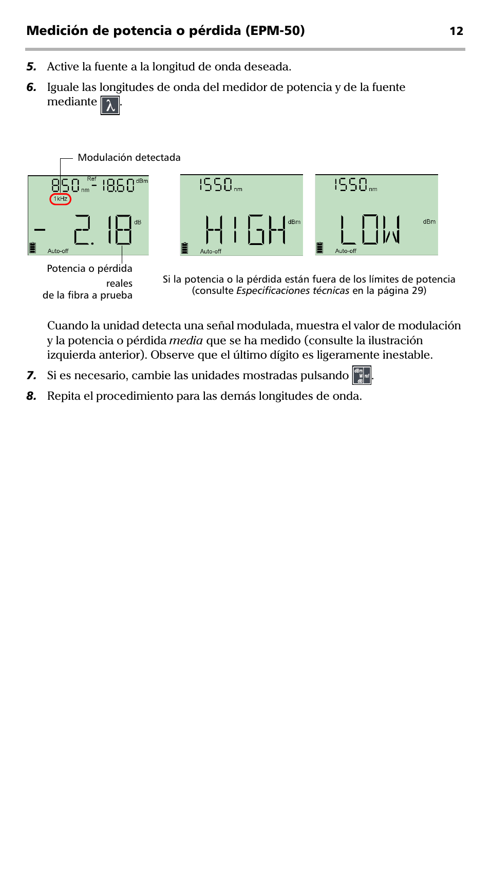 Medición de potencia o pérdida (epm-50) | EXFO EPM-ELS-50 User Manual | Page 118 / 206