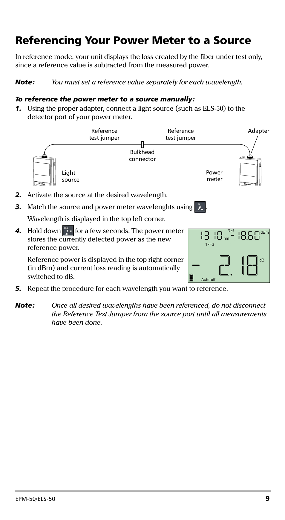 Referencing your power meter to a source | EXFO EPM-ELS-50 User Manual | Page 13 / 206