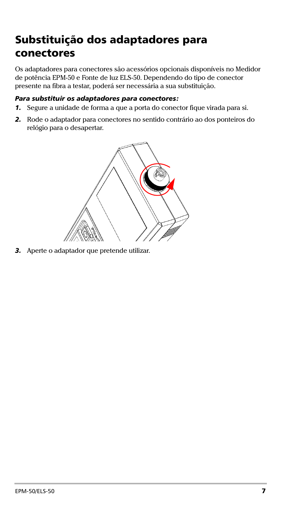 Substituição dos adaptadores para conectores | EXFO EPM-ELS-50 User Manual | Page 147 / 206