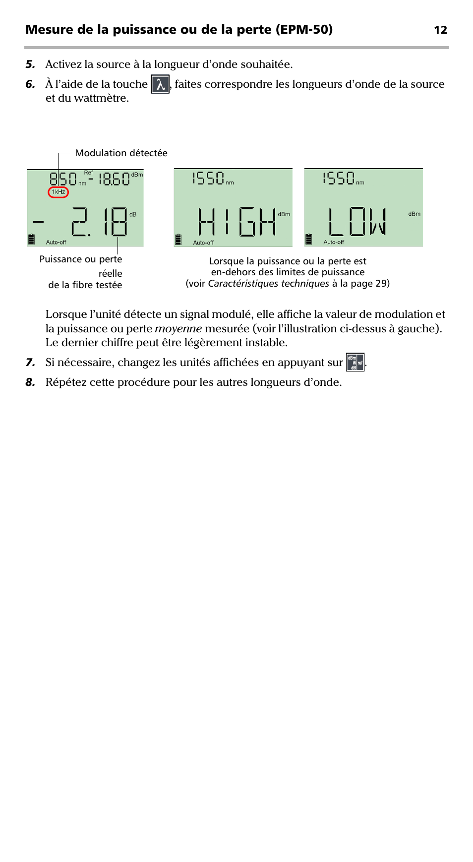 Mesure de la puissance ou de la perte (epm-50) | EXFO EPM-ELS-50 User Manual | Page 50 / 206