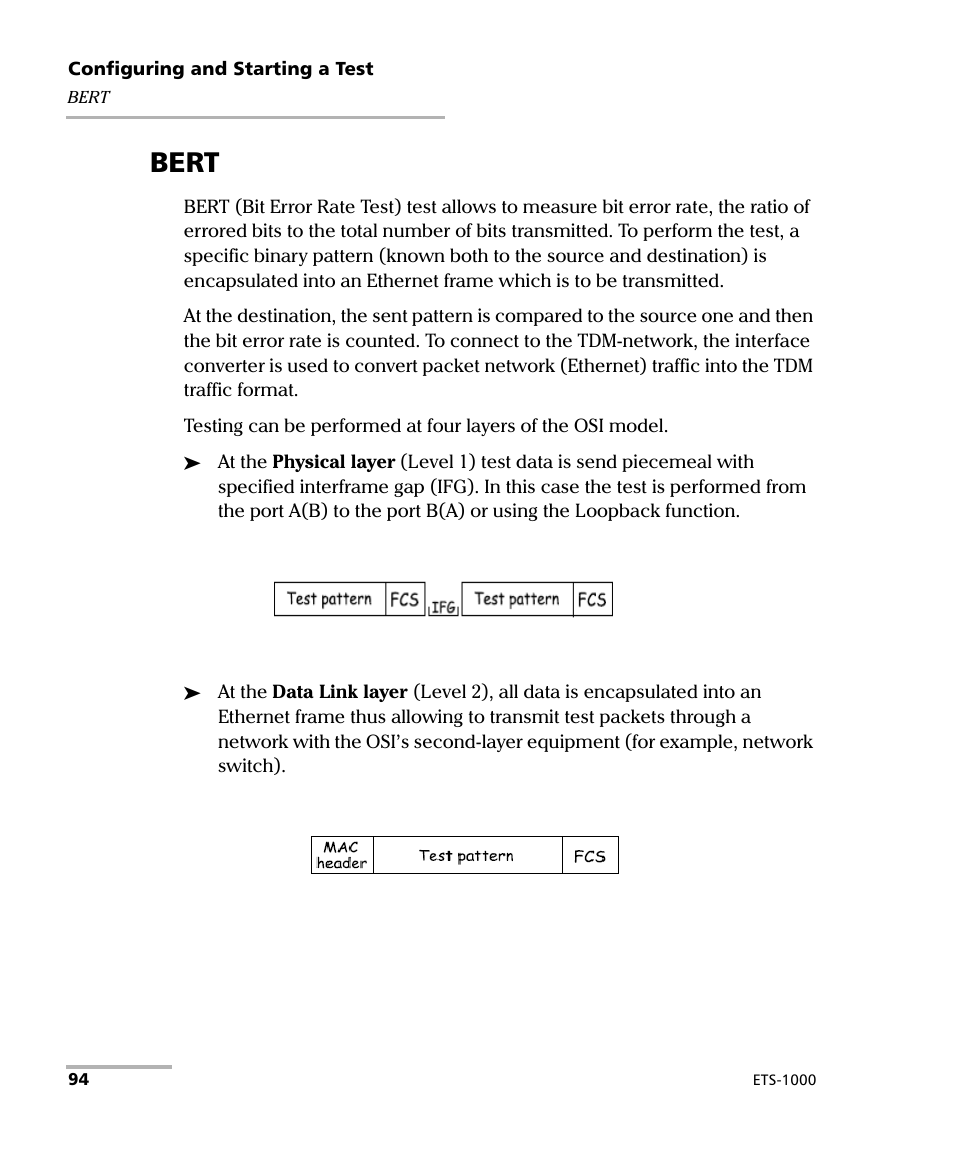 Bert | EXFO ETS-1000 User Manual | Page 102 / 173