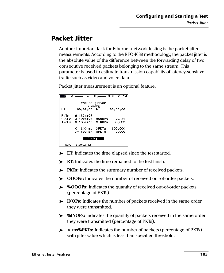 Packet jitter | EXFO ETS-1000 User Manual | Page 111 / 173