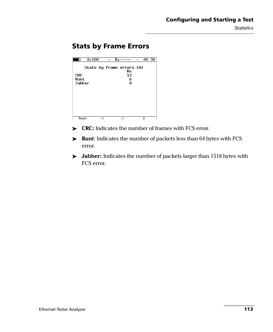 Stats by frame errors | EXFO ETS-1000 User Manual | Page 121 / 173