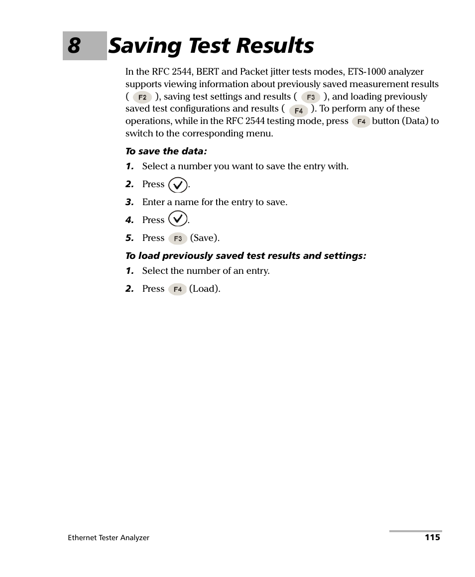 8 saving test results, 8saving test results | EXFO ETS-1000 User Manual | Page 123 / 173