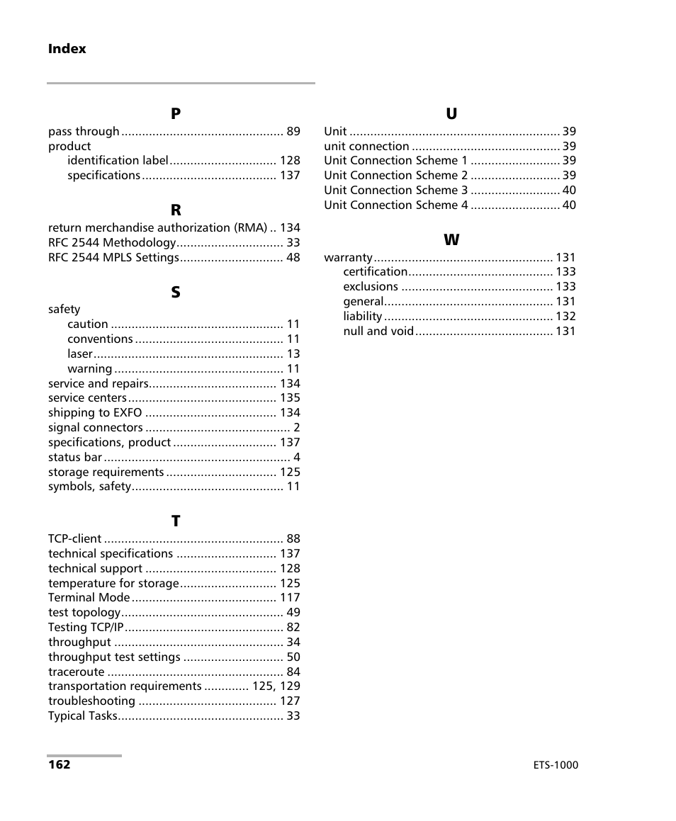 EXFO ETS-1000 User Manual | Page 170 / 173