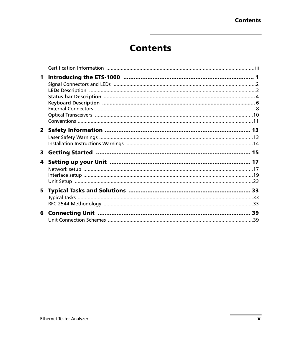 EXFO ETS-1000 User Manual | Page 5 / 173